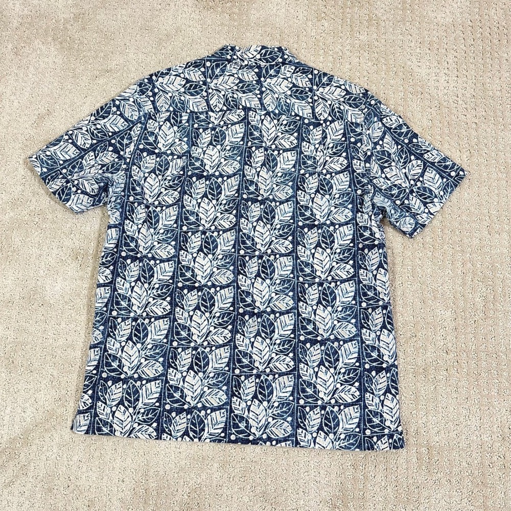 Tommy Bahama Shirt Mens Medium Silk Cotton Island Modern Fit Leaf Print Camp - Picture 3 of 6